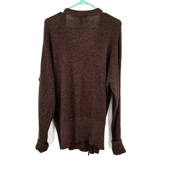 Lauren Ralph Lauren Size XL Sweater Brown Bottom Buttons Long Sleeve V Neck - Picture 2 of 5